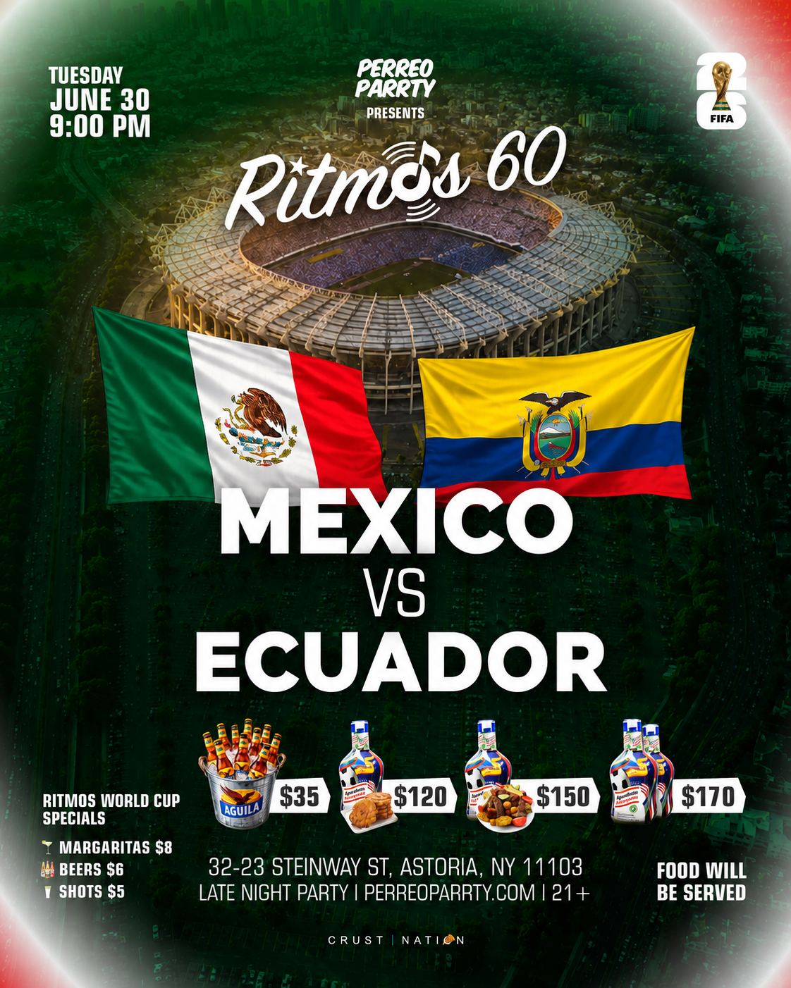 Buy tickets for FIFA WORLD CUP 2026 WATCH PARTY: MEXICO vs ECUADOR at Ritmos 60 Bar NYC FIFA WORLD CUP 2026 WATCH PARTY: MEXICO vs ECUADOR at Ritmos 60 Bar NYC