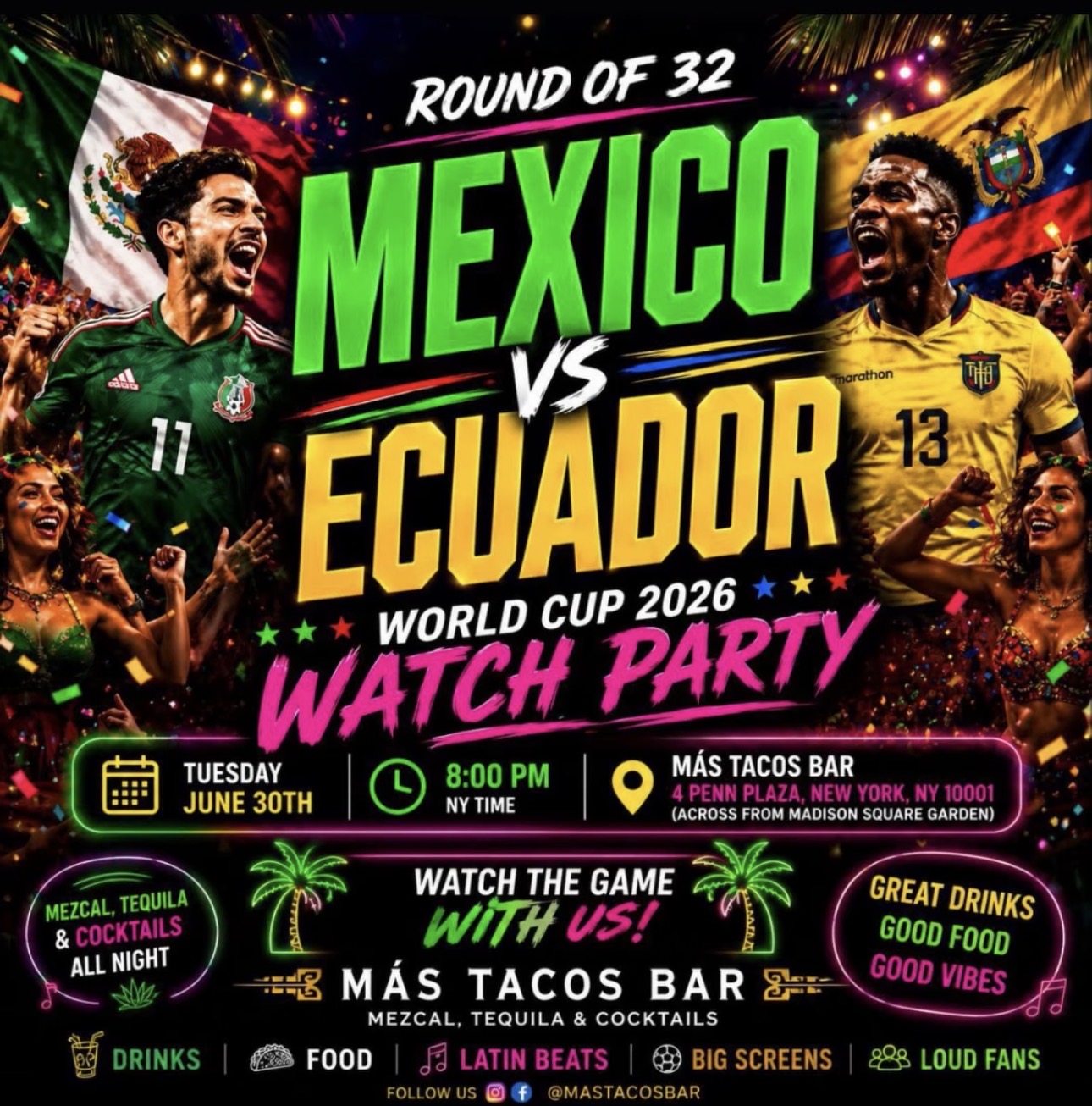 Watch party at mas tacos