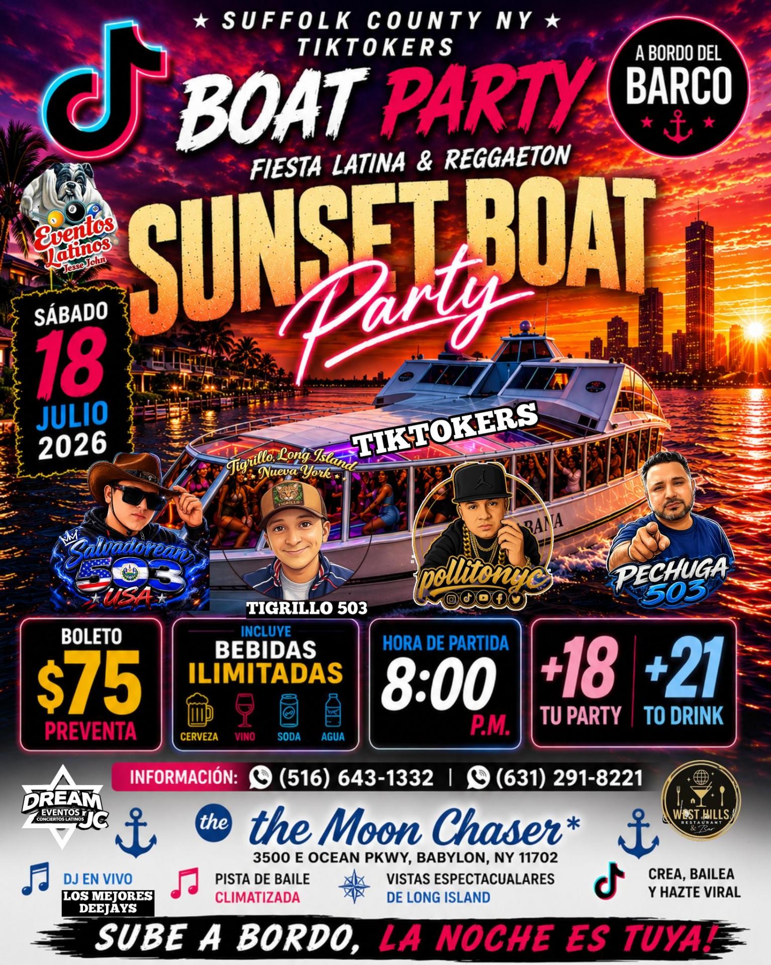 Buy tickets for Fiesta en Barco Suffolk Long island NY / Sab 18 julio 7:45Pm Fiesta en Barco Suffolk Long island NY / Sab 18 julio 7:45Pm