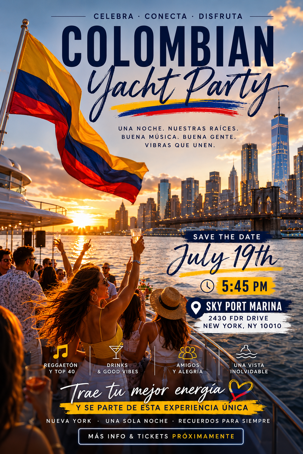 Buy tickets for Fiesta en Yate – Independencia de Colombia en Nueva York 2026 Fiesta en Yate – Independencia de Colombia en Nueva York 2026