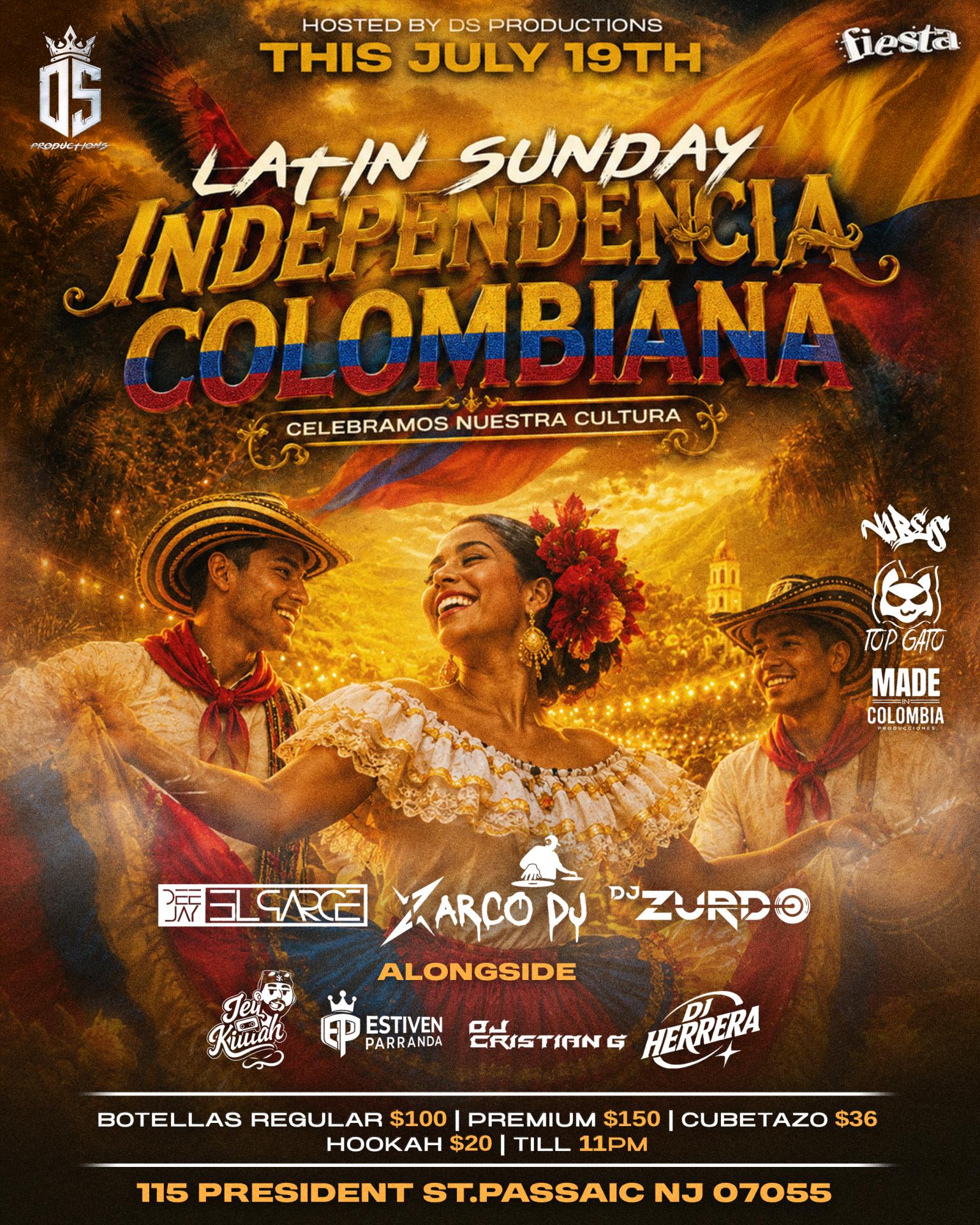 Buy tickets for LATIN SUNDAY - INDEPENDENCIA COLOMBIANA LATIN SUNDAY - INDEPENDENCIA COLOMBIANA