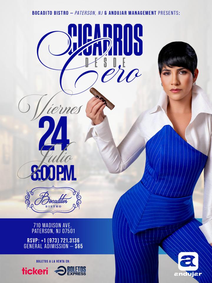Buy tickets for Cigarros Desde Cero by Luisa Gomez en Bocaditos Bistro Paterson, NJ Cigarros Desde Cero by Luisa Gomez en Bocaditos Bistro Paterson, NJ