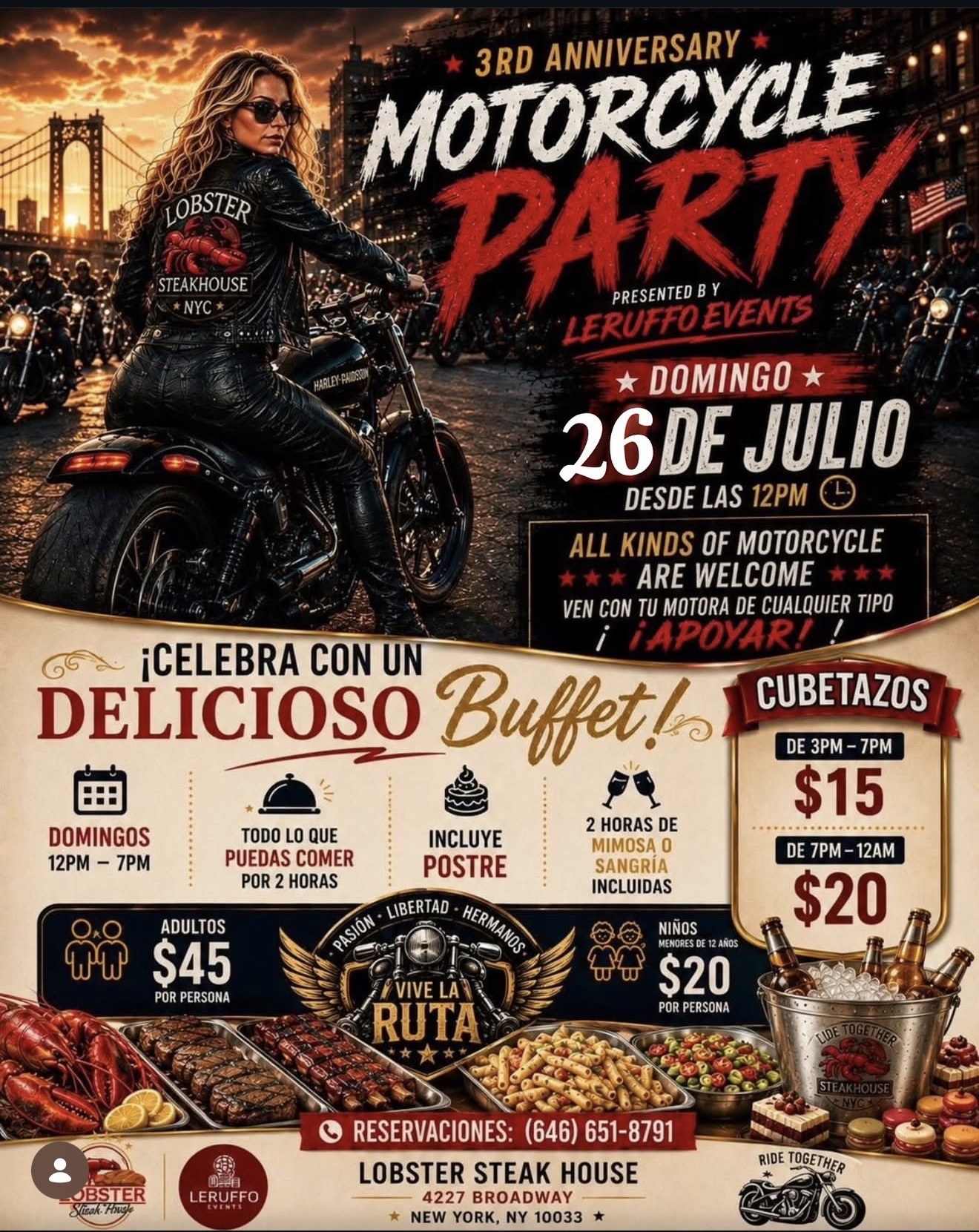 MOTORCYCLE PARTY 3 And BUFFET NEW YORK