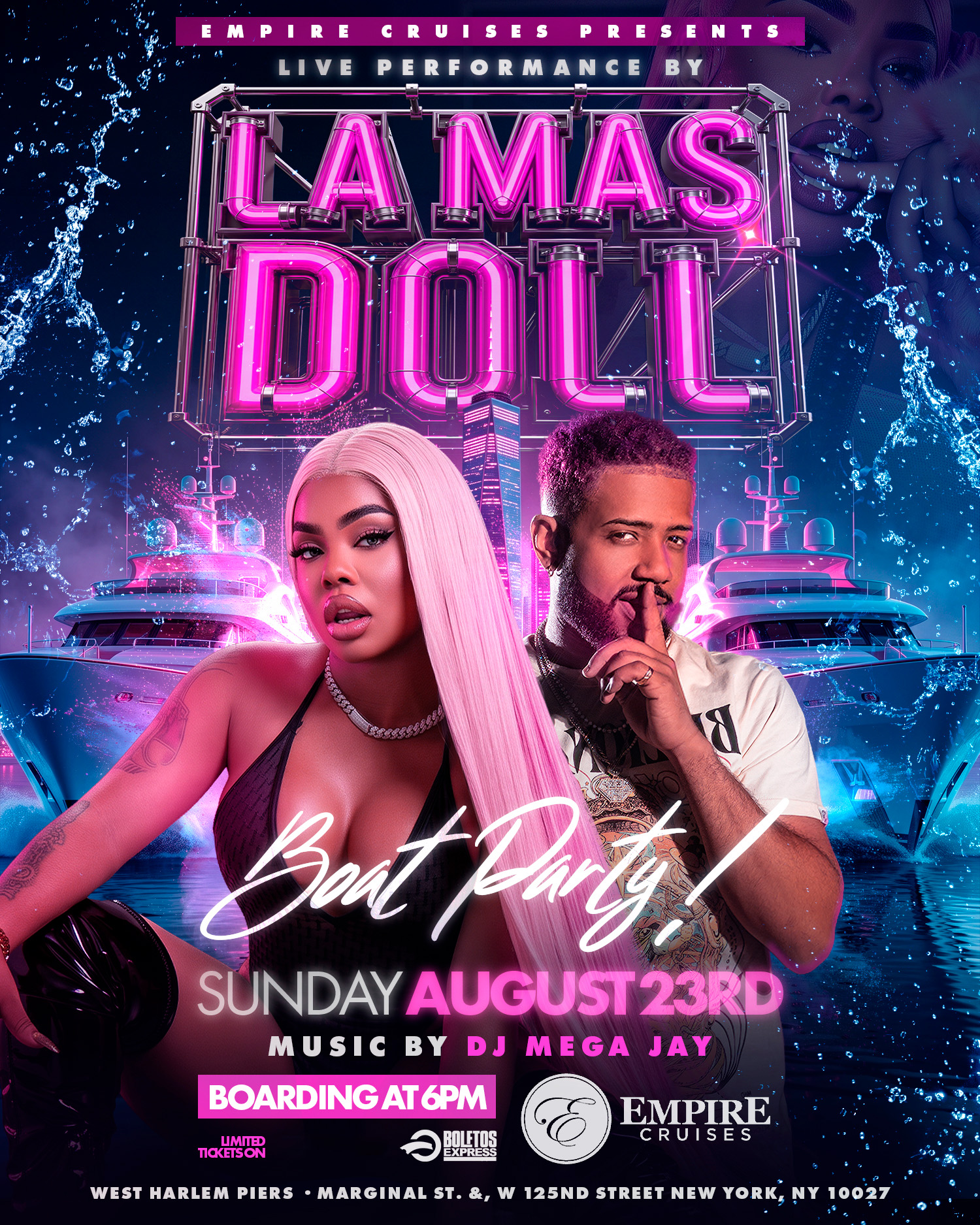 Buy tickets for La Mas Doll x Dj Mega Jay, Boat Party La Mas Doll x Dj Mega Jay, Boat Party