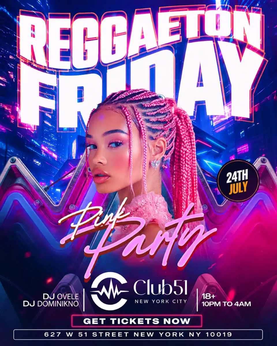 Buy tickets for 18+ Reggaeton Friday NYC at Club 51 | Pink Party | Friday Night Latin Party 18+ Reggaeton Friday NYC at Club 51 | Pink Party | Friday Night Latin Party