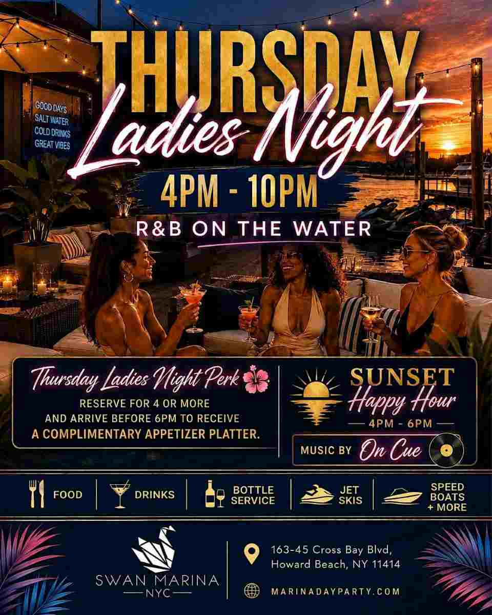 Thursday Ladies Night NYC at Swan Marina | R&B on the Water