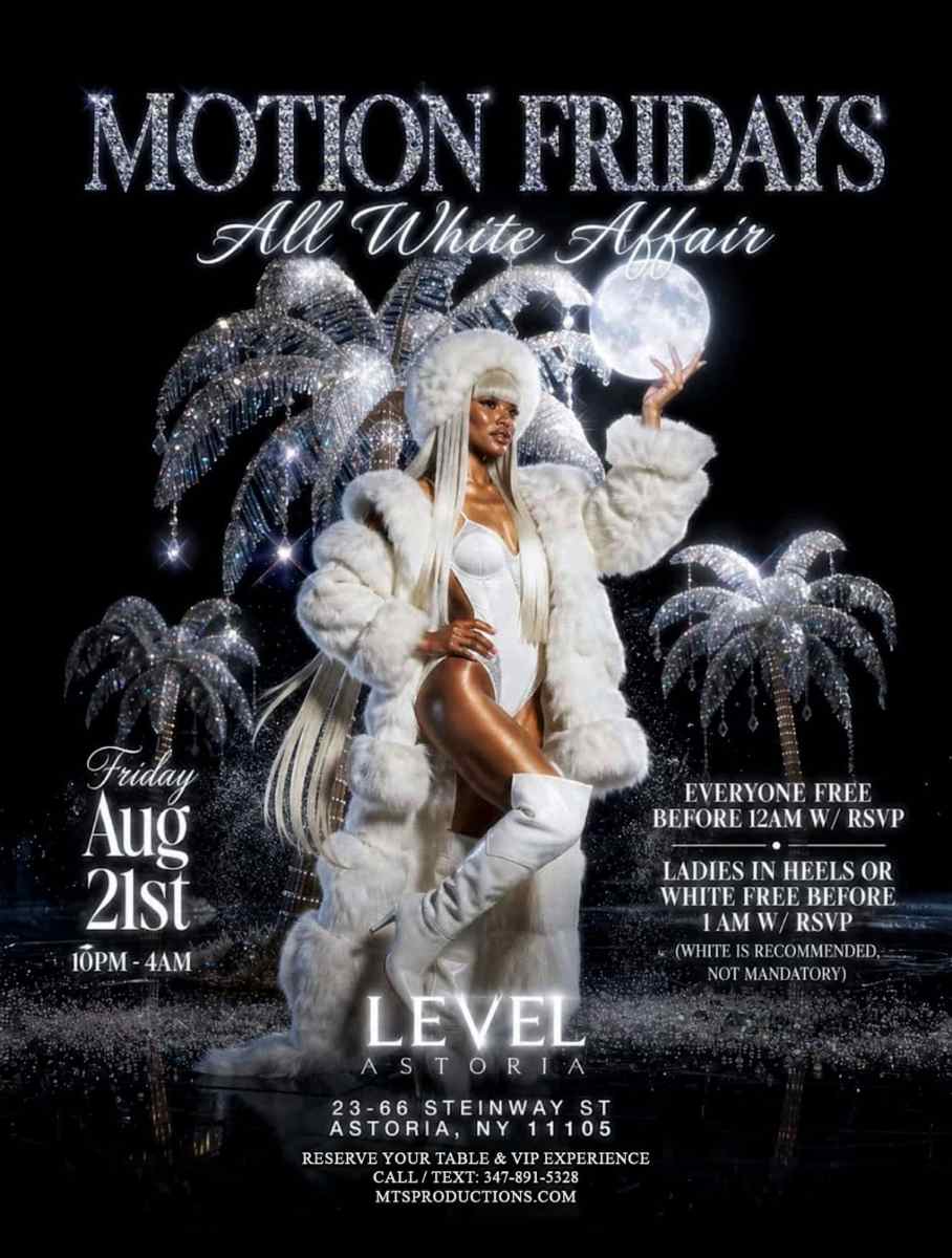 Buy tickets for Motion Fridays | All White Affair at Level Astoria NYC – Aug 21 Motion Fridays | All White Affair at Level Astoria NYC – Aug 21