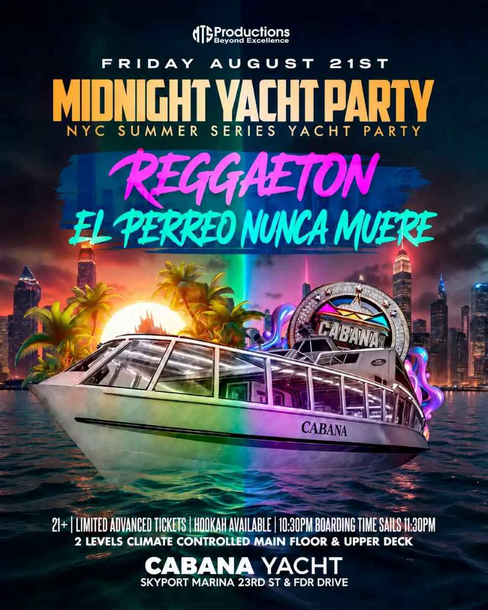 Buy tickets for Midnight Yacht Party NYC – Reggaeton El Perreo Nunca Muere Midnight Yacht Party NYC – Reggaeton El Perreo Nunca Muere
