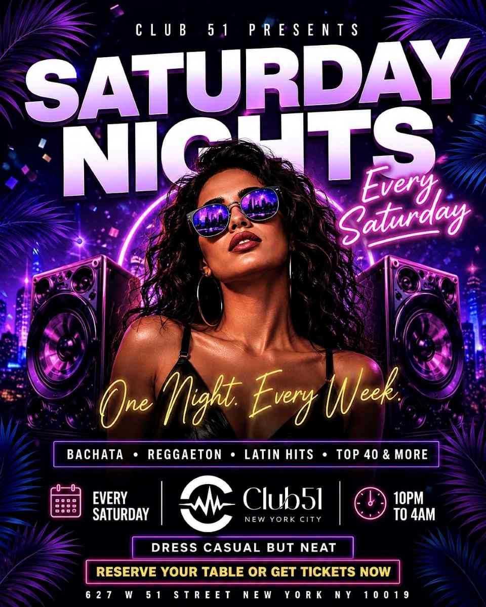 Saturday Night Latin Party at Club 51 NYC | Every Saturday