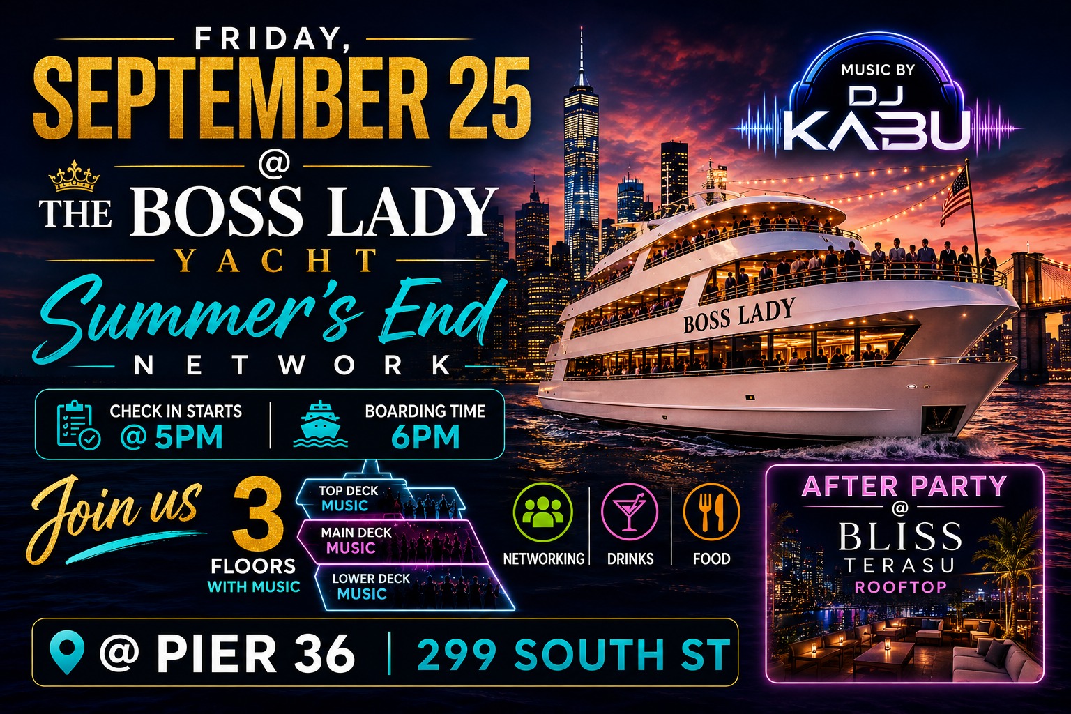Buy tickets for Summer's end boat cruise featuring DJ KABU Summer's end boat cruise featuring DJ KABU