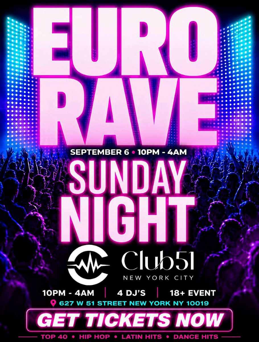 Buy tickets for Euro Rave Sunday Night at Club 51 NYC Euro Rave Sunday Night at Club 51 NYC