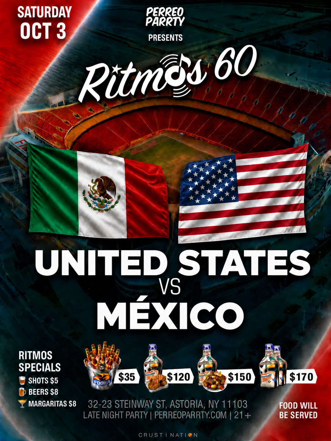 Mexico v USA Soccer Game Watch Party at Ritmos 60 Salsa Bar