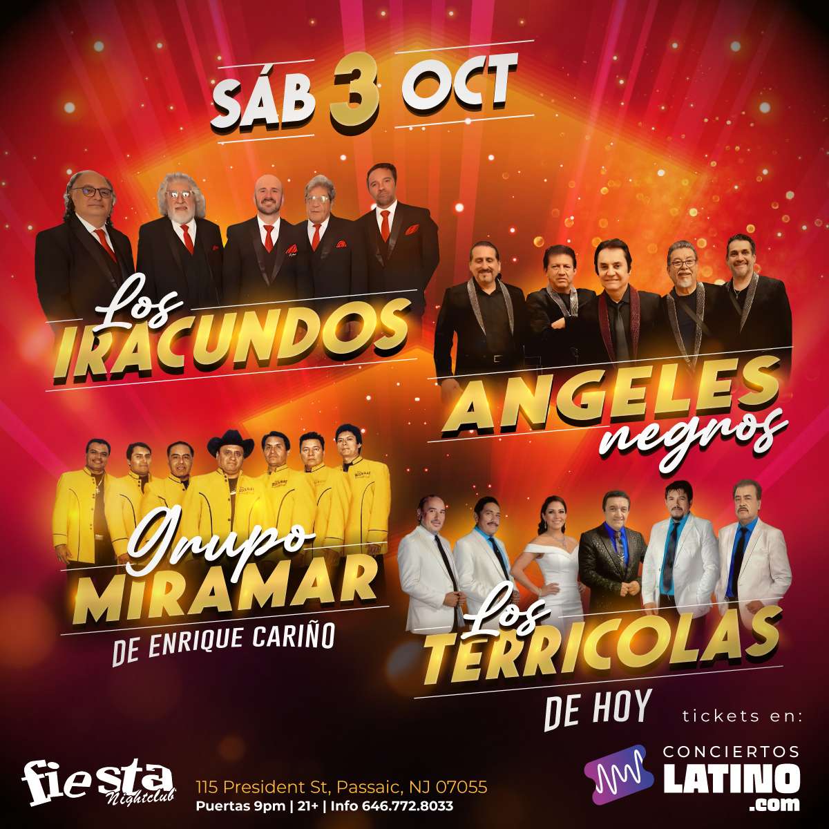 LOS IRACUNDOS, ANGELES NEGROS, MIRAMAR, TERRICOLAS