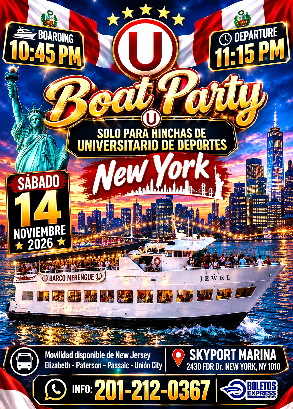 Buy tickets for FIESTA CREMA EN BARCO - NY FIESTA CREMA EN BARCO - NY