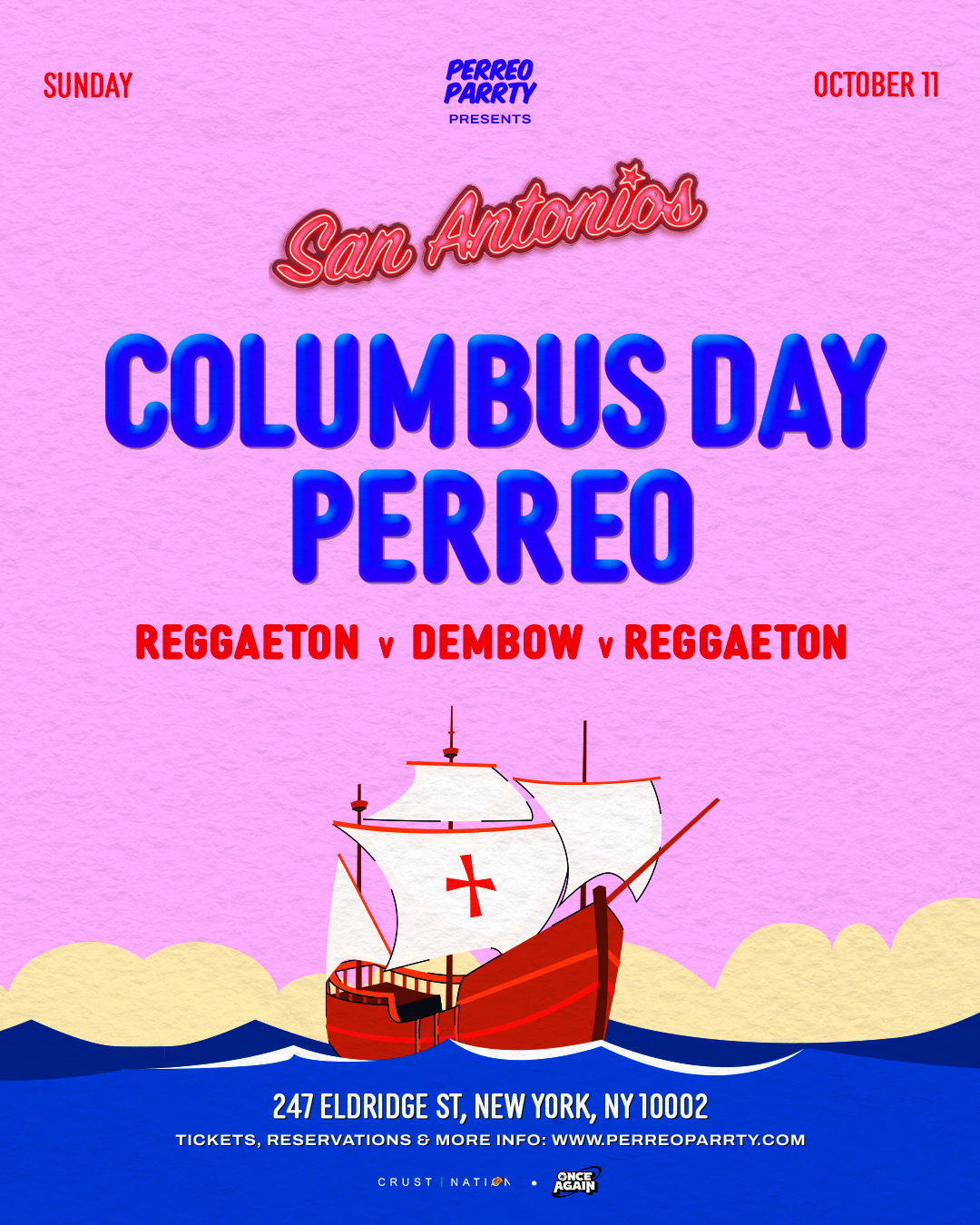 Buy tickets for Colombus Day Perreo at San Antonios #1 Reggaeton Cocktail Bar Colombus Day Perreo at San Antonios #1 Reggaeton Cocktail Bar