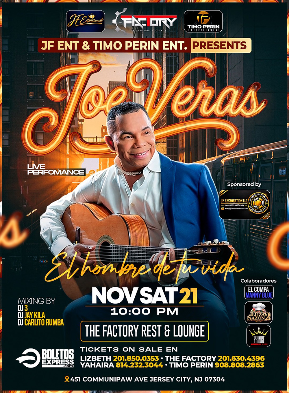 Buy tickets for Joe Veras Live Performance Joe Veras Live Performance