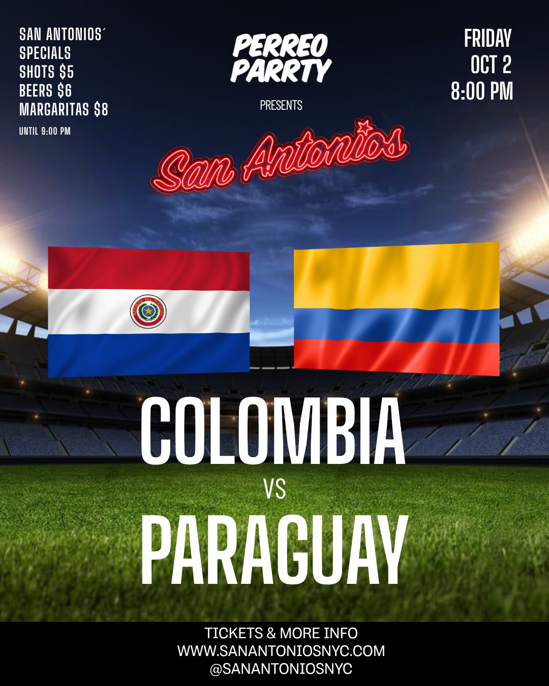Colombia vs Paraguay: Soccer Game Watch Party at San Antonios Reggaeton Bar