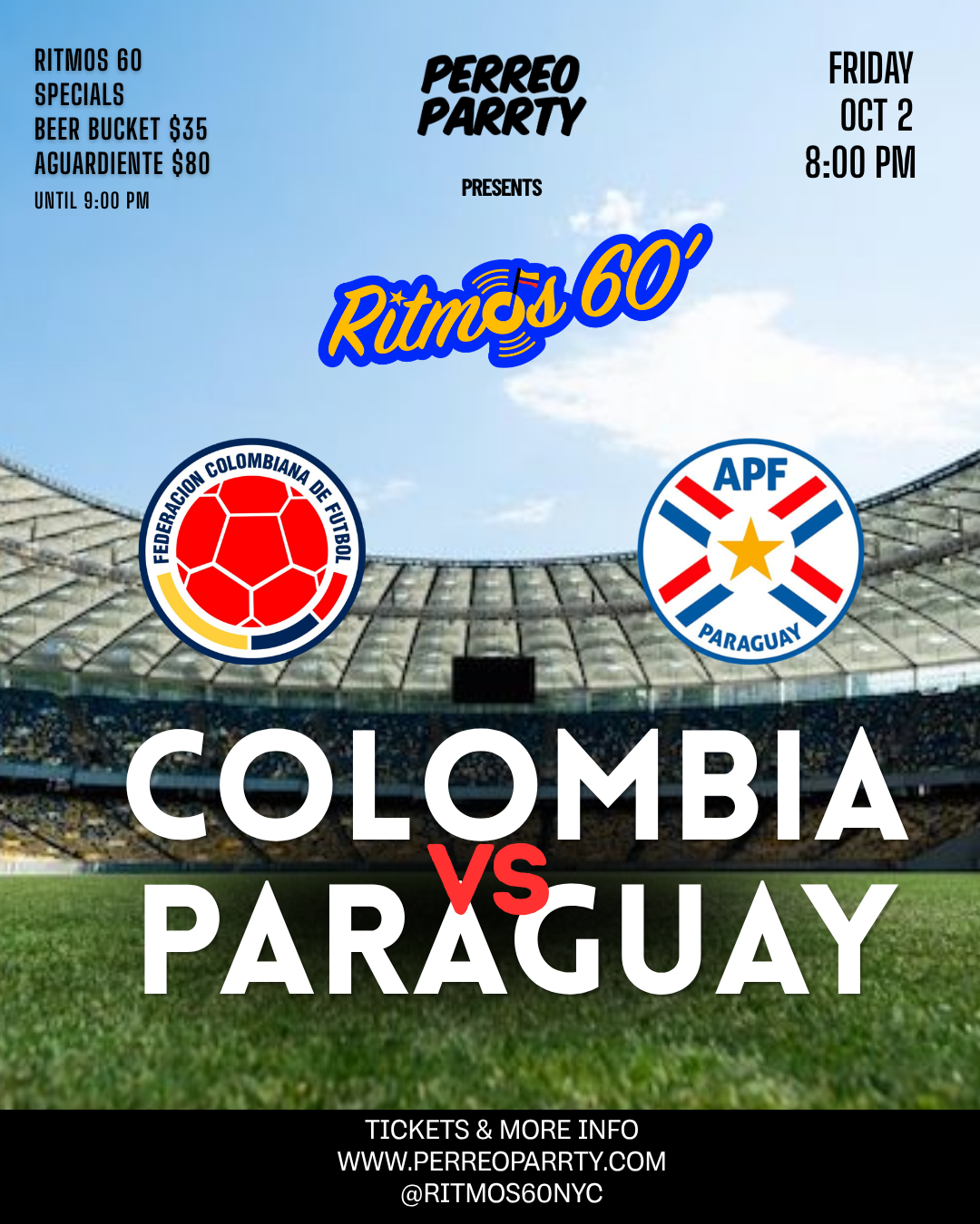 Colombia vs Paraguay - Soccer Game Watch Party at Ritmos 60 Salsa Bar