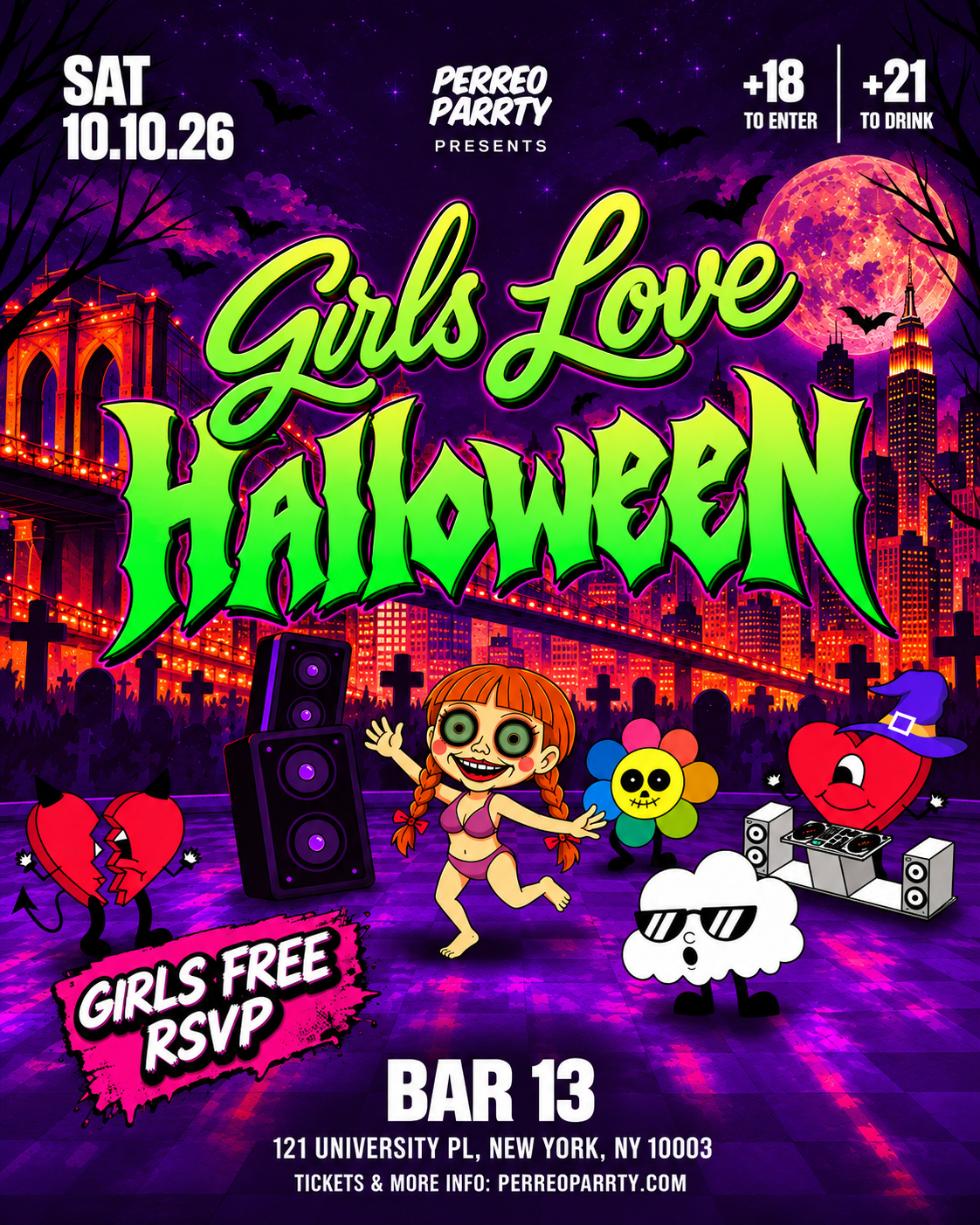 Buy tickets for Girls Love Halloween - Latin Reggaeton Dance Party in Bar 13 (18+) Girls Love Halloween - Latin Reggaeton Dance Party in Bar 13 (18+)