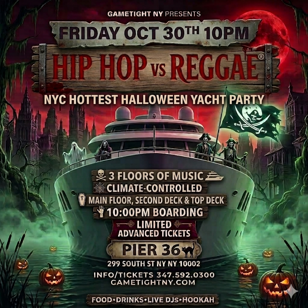 NYC FRIDAY HIP HOP VS REGGAE® HALLOWEEN NIGHTMARE AT PIER 36 PARTY CRUISE