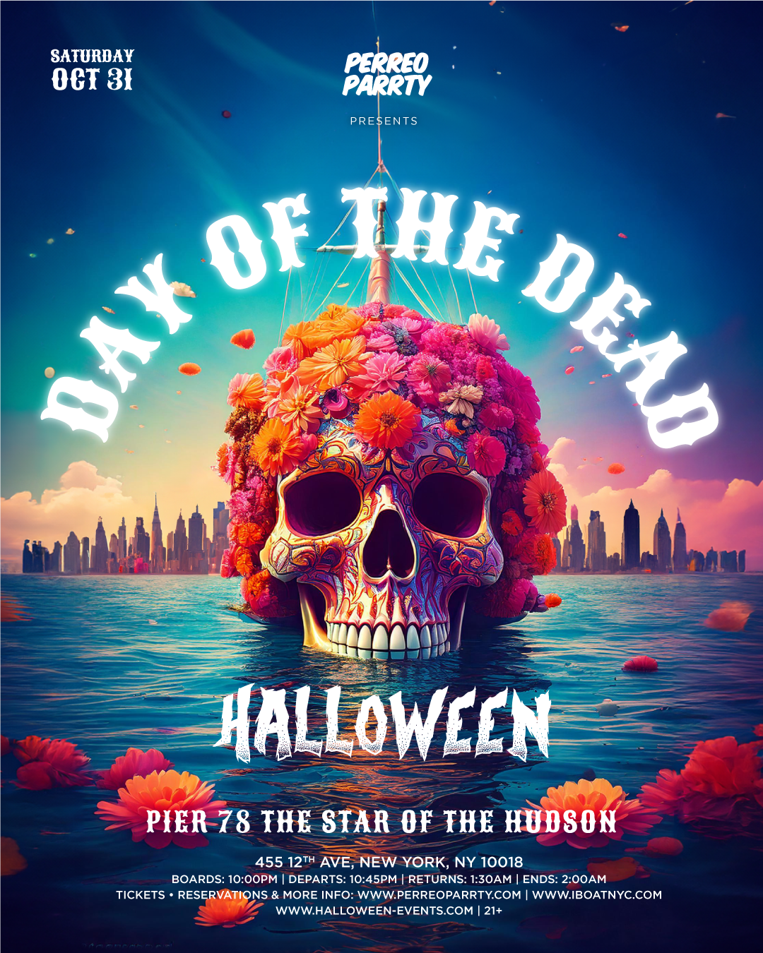 Buy tickets for The Day of the Dead Halloween Latin & Reggaeton Boat Party NYC Yacht Cruise The Day of the Dead Halloween Latin & Reggaeton Boat Party NYC Yacht Cruise