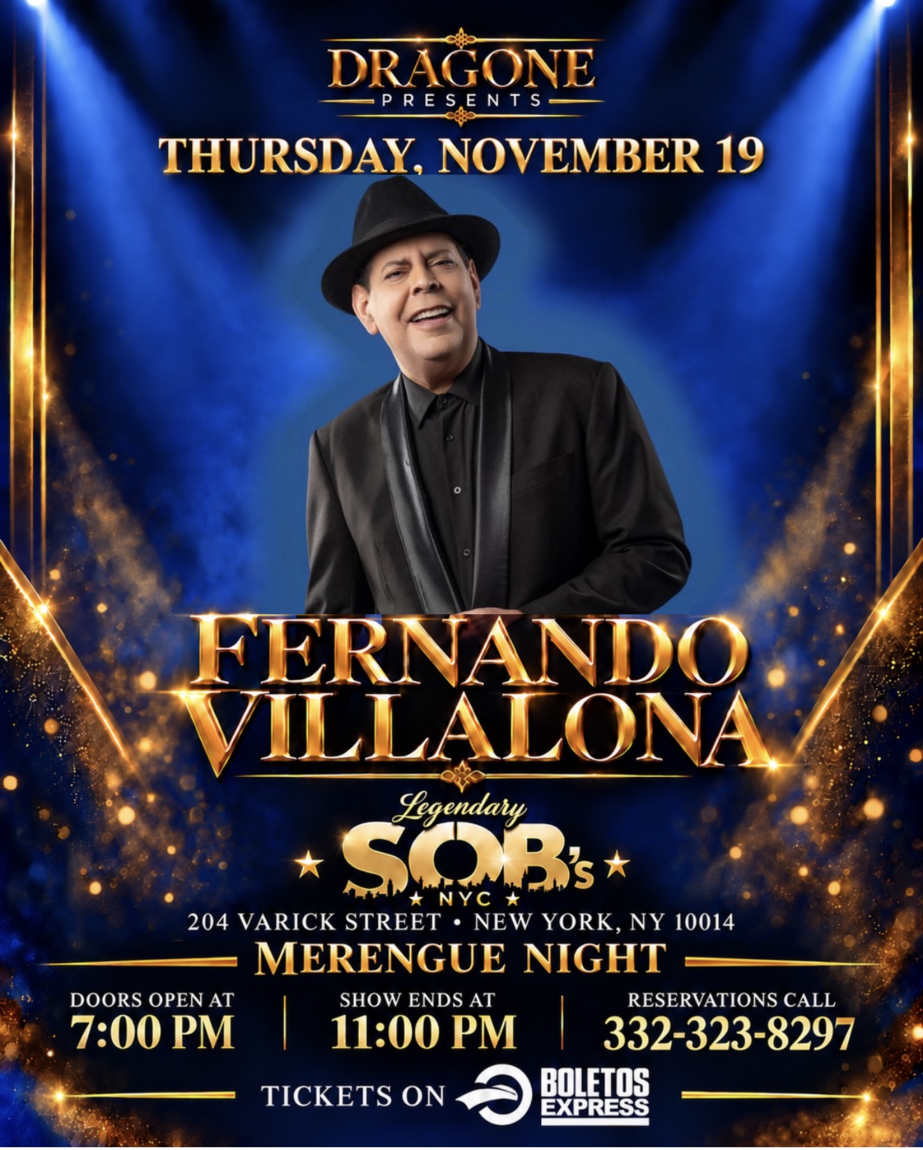 Buy tickets for Fernando Villalona at SOB's Fernando Villalona at SOB's